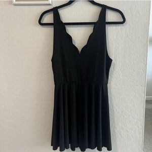 Black Scalloped Sleeveless Romper